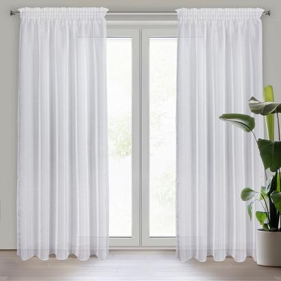 Firana gotowa na taśmie ALIA 140x270 Eurofirany biała gładka z błyszczącą nicią