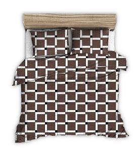 Pościel z kory 200x220 brązowa w asymetryczną kratkę