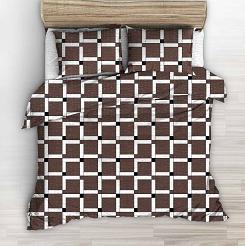 Pościel z kory 200x220 brązowa w asymetryczną kratkę