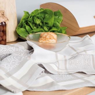 Ścierka kuchenna bawełna egipska MAJOLICA 50x70 kratka orientalny wzór beżowa