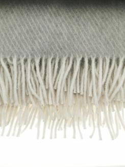 Koc wełniany z frędzlami MAGDA 160x200 diagonalny szary