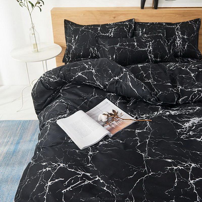 Komplet pościeli dwustronnej 160x200 czarny marmur