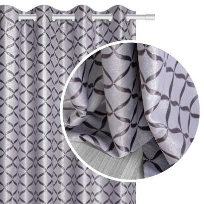 Zasłona gotowa na przelotkach FALA 140x250 zaciemniająca żakardowa srebrna