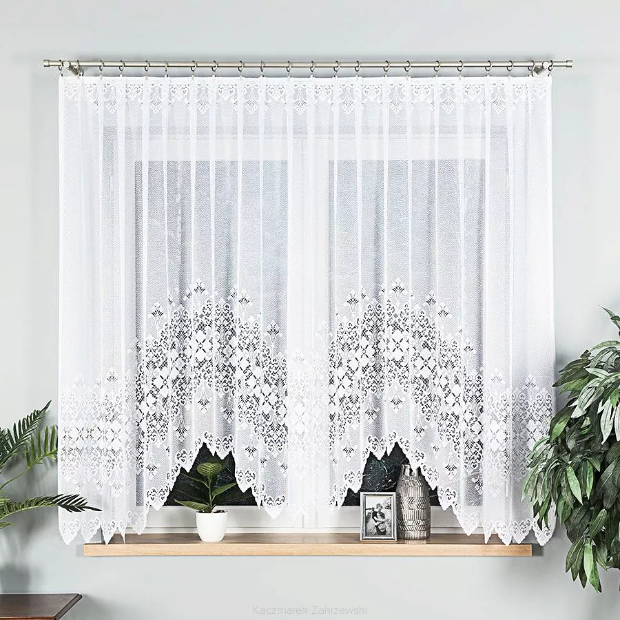 Firanka żakardowa gotowa na żabki NADIA 300x160 biała