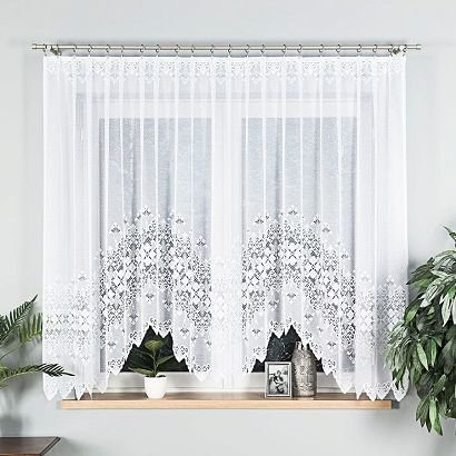 Firanka żakardowa gotowa na żabki NADIA 300x160 biała