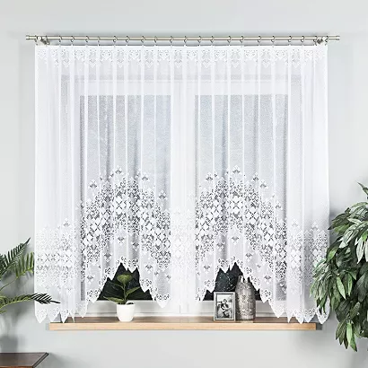 Firanka żakardowa gotowa na żabki NADIA 300x160 biała