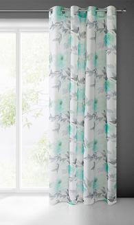 Zasłona gotowa na przelotkach BRIANA 140x250 Eurofirany turkusowy/stalowy