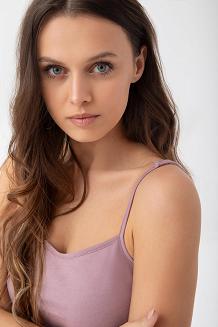 Piżama damska LUNA kod 315 kakaowa wąskie ramiączka spodnie w panterkę