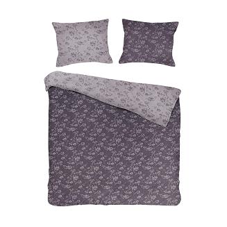 Pościel bawełniana SPRING ANTHRACITE 220x200 COTTONLOVE JACQUARD antracytowa kwiatowy wzór