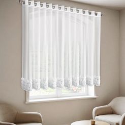 Zasłona gotowa na przelotkach ROSES 350x160 Eva Minge Eurofirany biały