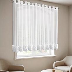 Zasłona gotowa na przelotkach ROSES 350x160 Eva Minge Eurofirany biały