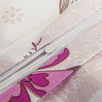 Pościel satyna bawełniana SATYNLOVE 160x200 biała w różowe kwiaty i liście