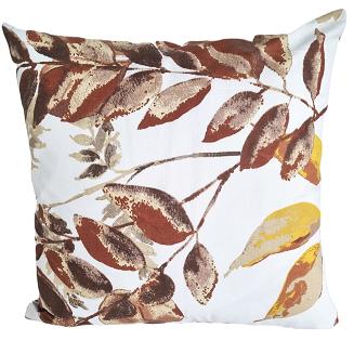 Pościel bawełniana 160x200 biała brązowa beżowa żółta listki na gałązkach