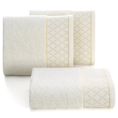 Ręcznik bawełniany LAYLA 30x50 Eurofirany kremowy geometryczna błyszcząca bordiura