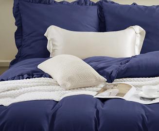 Pościel Ruffy 140x200 granatowa z falbanką