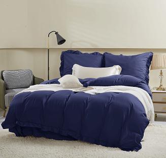 Pościel Ruffy 140x200 granatowa z falbanką