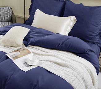 Pościel Ruffy 140x200 granatowa z falbanką