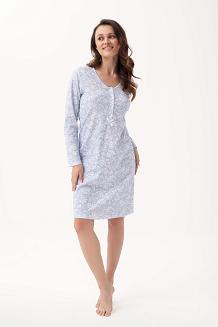 Koszula damska LUNA kod 180 niebieska w kremowe kwiaty