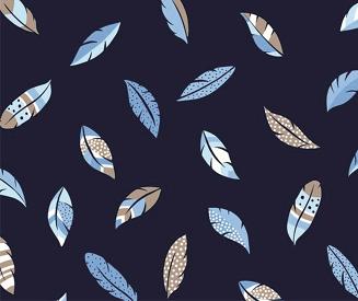 Piżama damska REGINA kod 733 niebieska granatowa spodnie w piórka