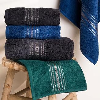 Ręcznik bawełniany OSKAR 50x90 czarny bordiura z szampańską nicią