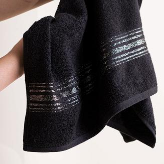 Ręcznik bawełniany OSKAR 50x90 czarny bordiura z szampańską nicią