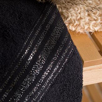 Ręcznik bawełniany OSKAR 50x90 czarny bordiura z szampańską nicią