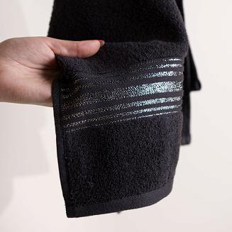 Ręcznik bawełniany OSKAR 50x90 czarny bordiura z szampańską nicią