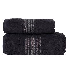 Ręcznik bawełniany OSKAR 50x90 czarny bordiura z szampańską nicią