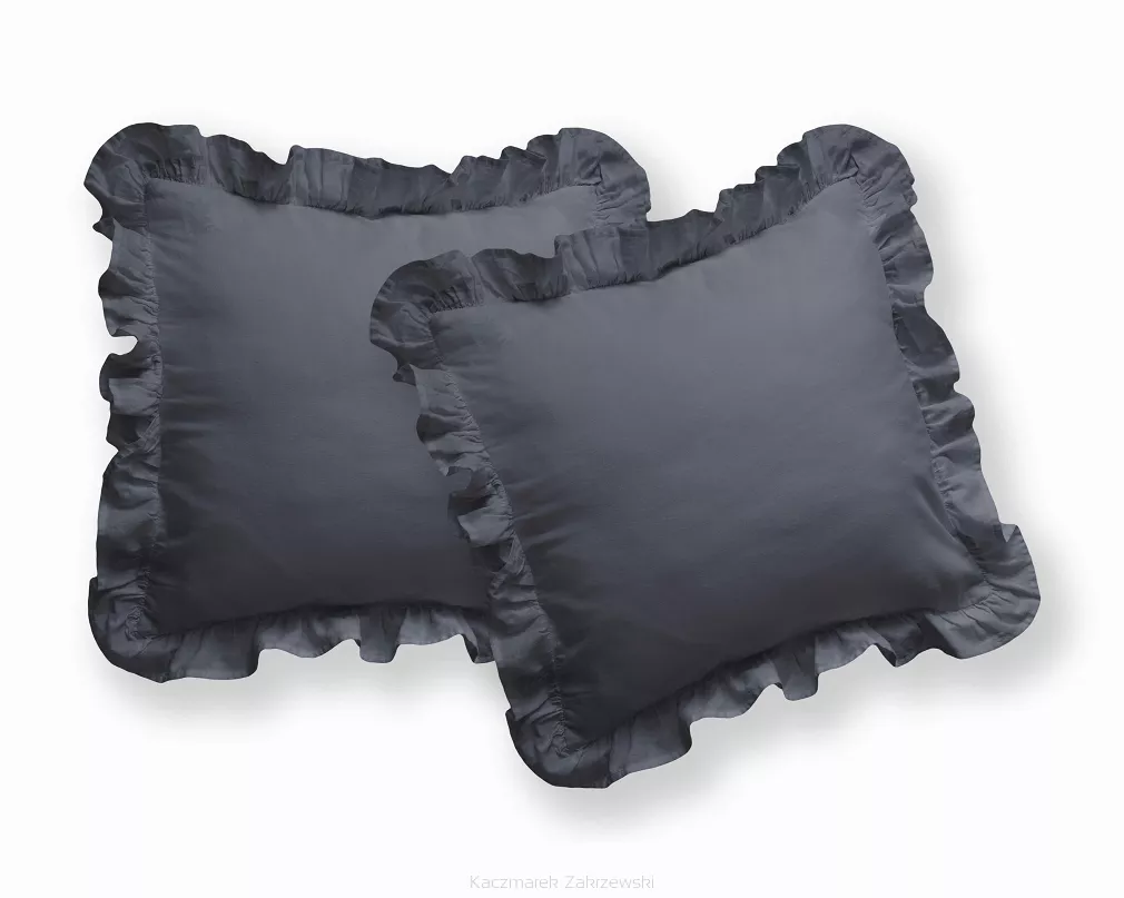 KPL POSZEWEK BAWEŁNA PURE GRAFITOWE 40X40  (a'2SZT) Z FALBANĄ