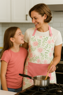 Bawełniany fartuch kuchenny z kieszonką 60x75 RÓŻE różowy wielokolorowy