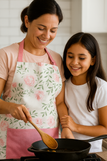 Bawełniany fartuch kuchenny z kieszonką 60x75 RÓŻE różowy wielokolorowy