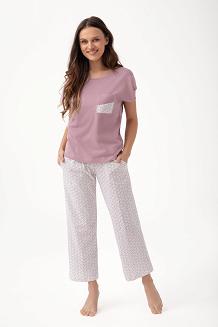 Piżama damska LUNA kod 319 kakaowa ekri w rozetki