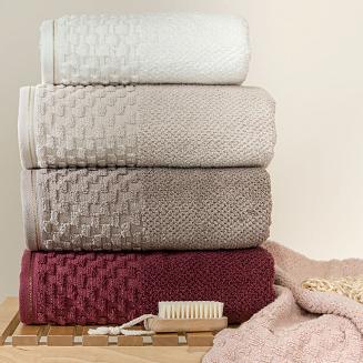 Ręcznik bawełniany NEPTUN 70x140 burgundowy ze złotą nitką