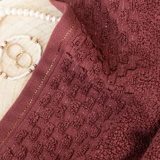 Ręcznik bawełniany NEPTUN 70x140 burgundowy ze złotą nitką