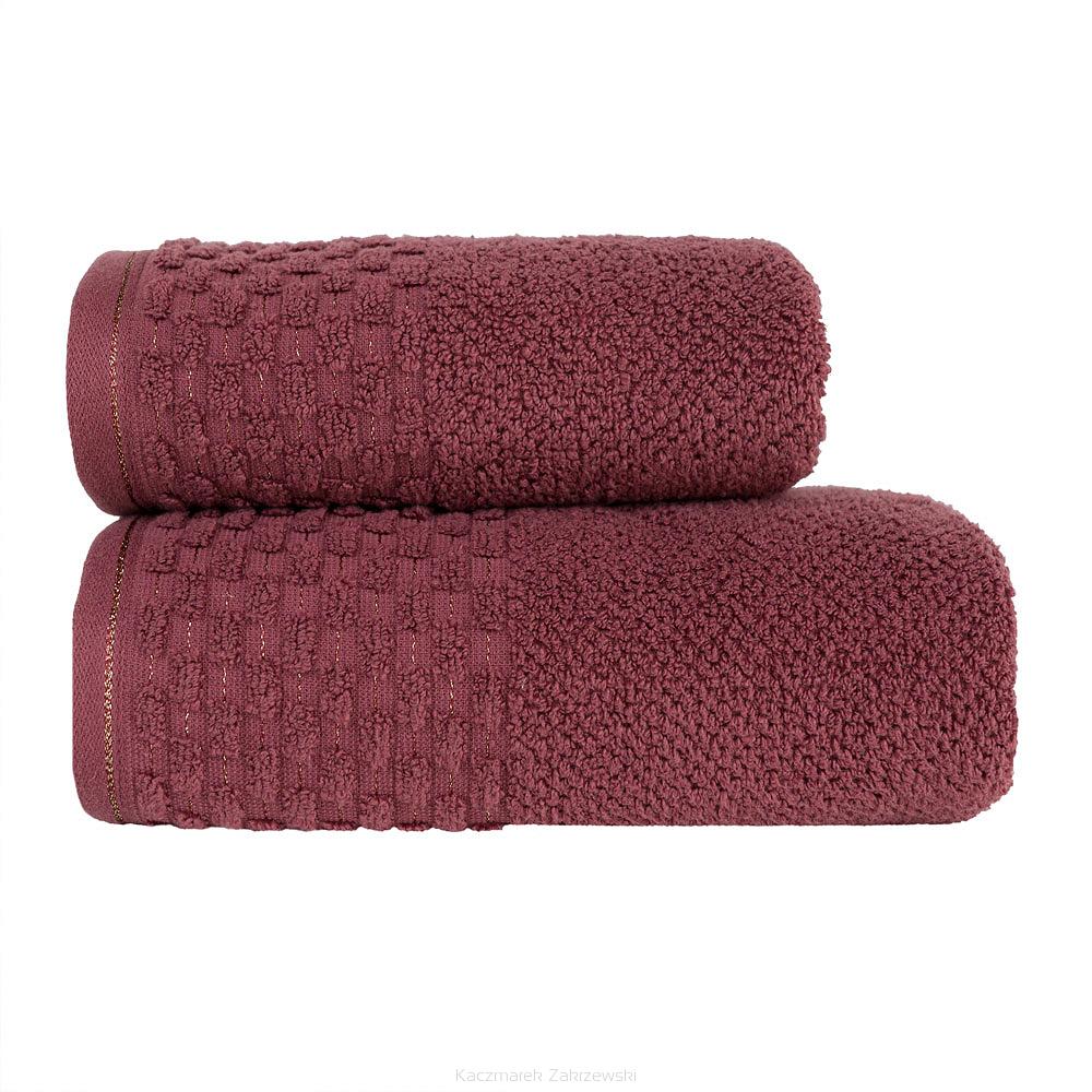 Ręcznik bawełniany NEPTUN 70x140 burgundowy ze złotą nitką