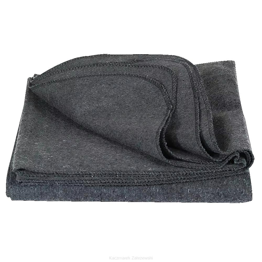 Koc wełniany bez frędzli 140x220 gładki ciemnoszary