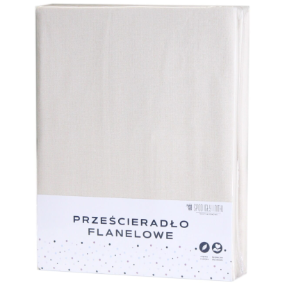 Prześcieradło flanelowe bez gumki 180x200 jasnobeżowe