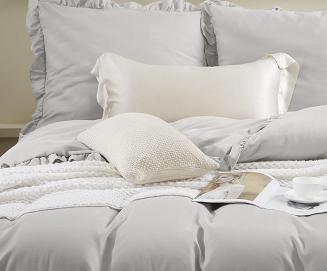 Pościel Ruffy 160x200 srebrna z falbanką