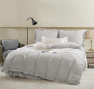 Pościel Ruffy 160x200 srebrna z falbanką