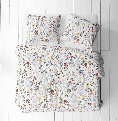 Pościel z kory 200x220 biała czerwona turkusowa szara letnia łąka