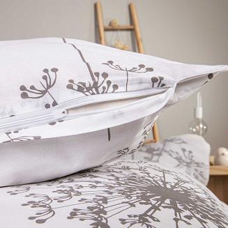 Pościel bawełniana 200x220 COTTONLOVE biała w duże szare dmuchawce