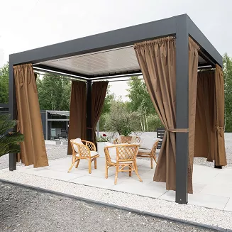 Zasłona gotowa na taśmie GARDENIA 140x220 wodoodporna ogrodowa ciepły brązowy