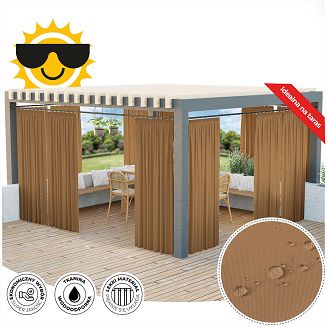 Zasłona gotowa na taśmie GARDENIA 140x220 wodoodporna ogrodowa ciepły brązowy