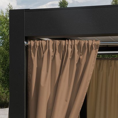 Zasłona gotowa na taśmie GARDENIA 140x220 wodoodporna ogrodowa ciepły brązowy