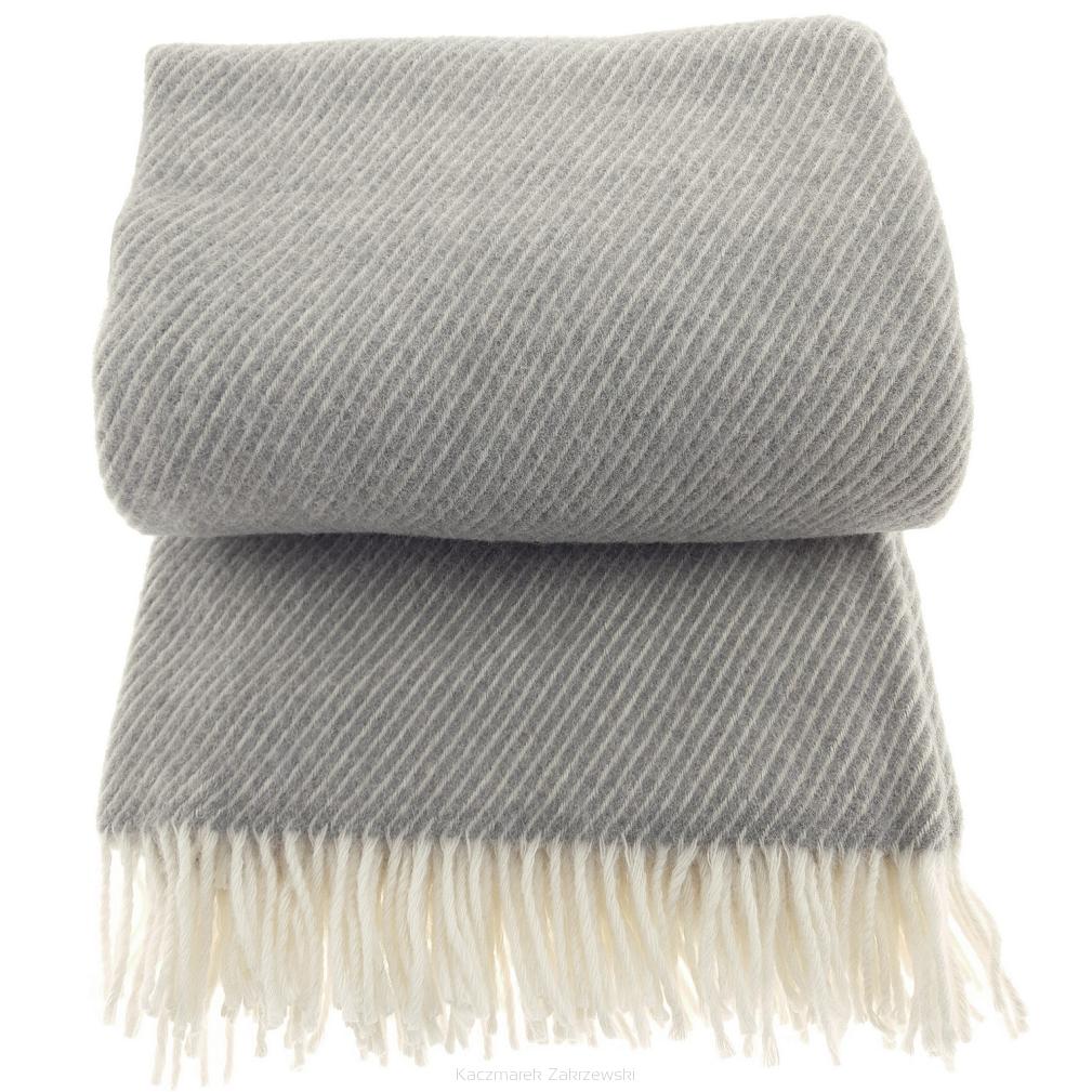 Koc z wełny nowozelandzkiej MAGDA 150x200 diagonalny szary