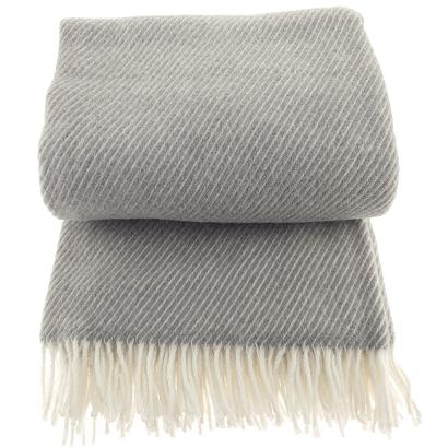 Koc z wełny nowozelandzkiej MAGDA 150x200 diagonalny szary