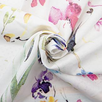 Pościel bawełniana RIVAL 160x200 biała w kolorowe kwiaty i motyle