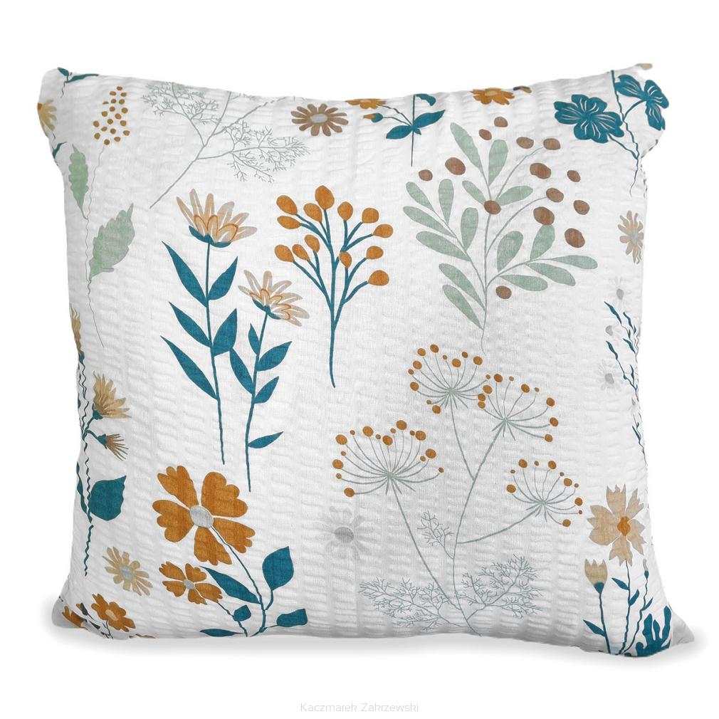 Poszewka z kory 70x80 biała miodowa szałwiowa turkusowa letnia łąka