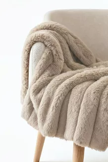 Koc BUNNY 220x240 taupe Gruby Futrzany Puszysty