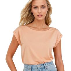 Koszulka damska oversize z krótkim rękawem Norilla morelowa